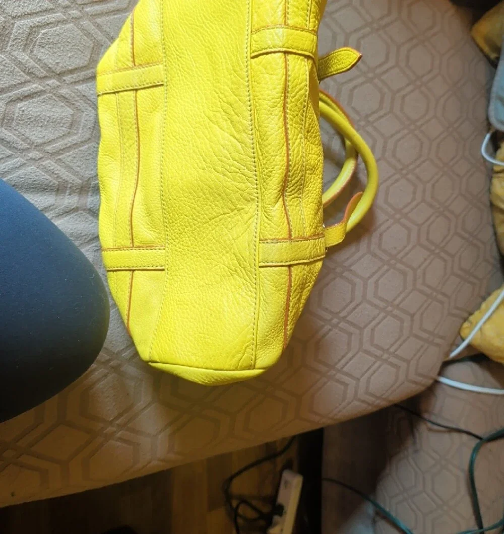 Pilcro Yellow Leather Top-Handle Satchel Bag